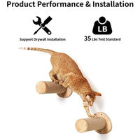 Produktbild von PolkaHome Kratzbaum für Katzen 2er-Set aus Holz und Sisal zur Wandmontage in Beige