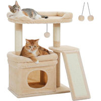 Produktbild von PolkaHome Kratzbaum für Katzen mit Katzenhöhle, Liegefläche und Sisal-Stamm in Beige