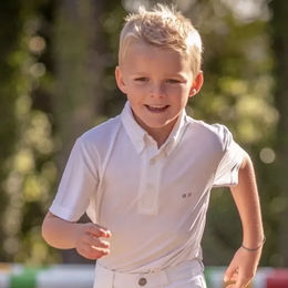 Produktbild von Polo Jump'In Gaston Reitshirt für Kinder in Weiß und Blau aus Polyester Größe 14 Jahre
