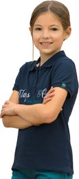 Produktbild von Polo-Shirt Flags&Cup Reitshirt für Mädchen aus Baumwolle Blau Größe 14 Jahre