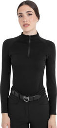 Poloshirt Damen Langarm Strick Zip HW26 Schwarz Größe M – Bild 1 von 1