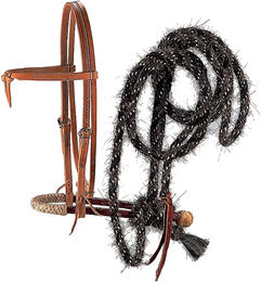 Produktbild von Pool's Bosal- und Mecate-Set aus Pferdehaar in Braun