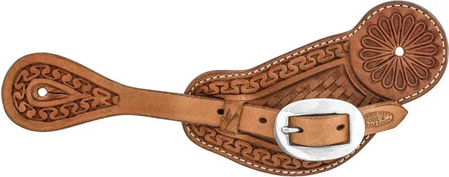 Produktbild von Pool's Goccia Sporenriemen für Pferde aus Leder in Braun Snake/Basket