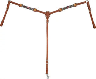 Produktbild von Pool's Martingale für Pferde aus Leder mit Navajo-Perlenschmuck in Braun