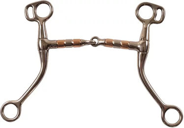 Produktbild von Pool's Mors Western-Snaffle Gebiss für Pferde aus Edelstahl mit kurzen Seitenschenkeln und Kupfer-Rollen