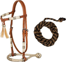 Produktbild von Pool's Pferdezaum mit Bosal und Pferdehaarfôren aus Leder in Braun