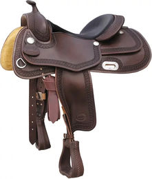 Pool's Rainbow Pferdesattel aus Leder in Bunt und Braun – Bild 1 von 1