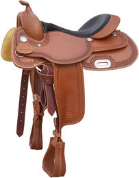 Pool's Reiner Big Skirt Reitsattel aus Leder in Braun und Orange – Bild 1 von 1
