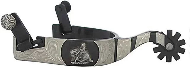 Produktbild von Pool's Reining Westernreitsporen mit Metallplatte in Schwarz und Silber