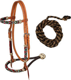 Produktbild von Pool's Reitbridle Trense aus weichem Leder mit Rosshaarzügel in Braun
