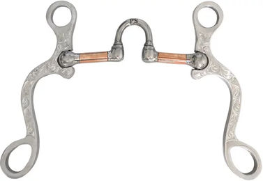 Produktbild von Pool's SS Western-Snaffle Gebiss für Pferde aus Aluminium mit Kupferrollen und dekorativen Stäben in Silber