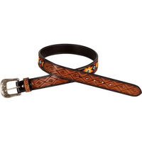 Produktbild von Pool's Western-Gürtel aus Leder mit Perlenbesatz und Messingschnalle Braun 87 cm