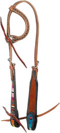 Produktbild von Pool's Western-Reitbride mit einem Ohr aus Leder in Beige und Bunt