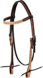 Produktbild von Pool's Western-Reitbridon mit geraden Stirnriemen in Braun und Edelstahl