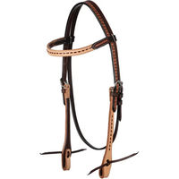 Produktbild von Pool's Western-Reitbridon mit geraden Stirnriemen in Braun und Edelstahl
