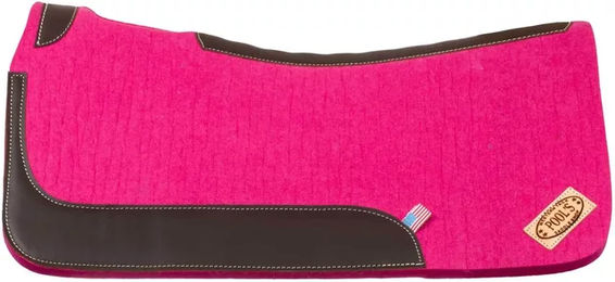 Produktbild von Pool's Western-Sattelpad für Pferde aus Filz mit Lederverstärkung in Rosa