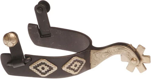 Produktbild von Pool's Westernreitsporen aus Edelstahl mit GS-Besatz in Silber und Schwarz