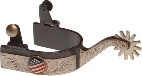 Produktbild von Pool's Westernreitsporen mit USA-Flagge aus Metall in Silber und Braun