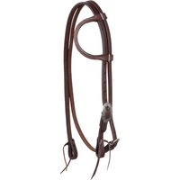 Produktbild von Pool's Westernreitzaum aus Leder in Braun mit einem Ohr und Kehlriemen