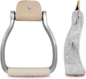 Produktbild von Pool's Westernsteigbügel aus Aluminium und Leder in Silber