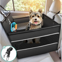 POPOLIC Hunde-Autositz für kleine und mittlere Hunde mit Sicherheitsgurt, wasserdicht und waschbar, Schwarz, 50x50x47cm – Bild 1 von 5