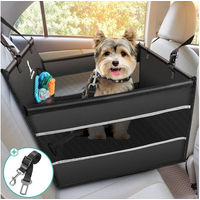 Produktbild von POPOLIC Hunde-Autositz für kleine und mittlere Hunde mit Sicherheitsgurt, wasserdicht und waschbar, Schwarz, 50x50x47cm