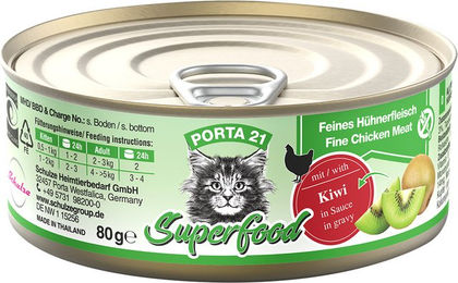 Produktbild von Porta 21 Superfood Katzen Nassfutter Huhn mit Kiwi 6 x 80 g Getreidefrei und Ohne Zucker - 6 x 80 g