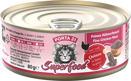 Produktbild von Porta 21 Superfood Katzen Nassfutter Huhn mit Quinoa Getreidefrei 6 x 80 g - 6 x 80 g