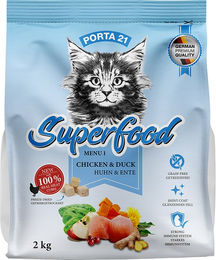 Produktbild von Porta 21 Superfood Menu Trockenfutter Huhn & Ente für erwachsene Katzen getreidefrei ohne Zucker 2 x 2 kg - 2 x 2 kg