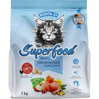 Produktbild von Porta 21 Superfood Menu Trockenfutter Huhn & Ente für erwachsene Katzen getreidefrei ohne Zucker 2 x 2 kg - 2 x 2 kg