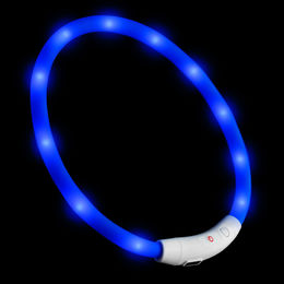 PRECORN LED Silikon Hunde Leuchthalsband wasserdicht blau USB-C aufladbar und individuell kürzbar – Bild 1 von 6