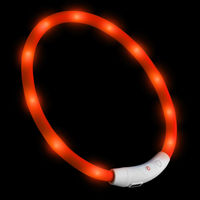 Produktbild von PRECORN LED Silikon Hunde Leuchthalsband wasserdicht und aufladbar Orange