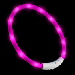 PRECORN LED Silikon Hunde Leuchthalsband wasserdicht und USB-C aufladbar pink - 1 Stk. – Bild 1 von 6