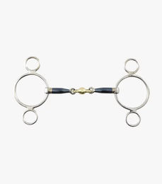 Produktbild von Premier Equine 3-Ring Gebiss aus Metall in Silber und Blau für Pferde