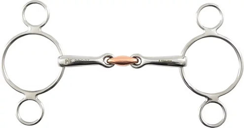 Produktbild von Premier Equine 3-Ring-Gebiss für Pferde aus Metall in Silber mit Kupferpellets