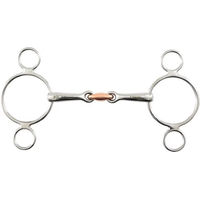 Produktbild von Premier Equine 3-Ring-Gebiss für Pferde aus Metall in Silber mit Kupferpellets