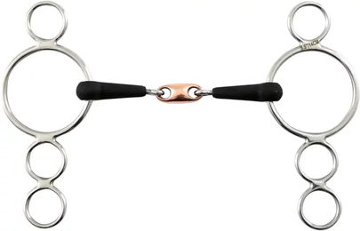 Produktbild von Premier Equine 4-Ring Gebiss aus Gummi in Silber für Pferde