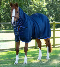 Premier Equine Abschwitzdecke für Pferde mit Halsteil in Blau aus Polyester – Bild 1 von 4