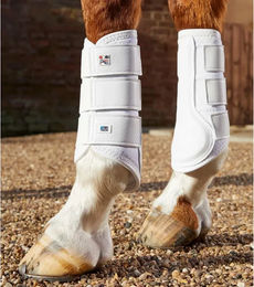 Premier Equine Air-Tech Gamaschen für Pferde aus Nylon in Weiß Größe S mit einfacher Verriegelung – Bild 1 von 5