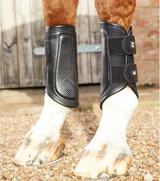 Produktbild von Premier Equine Air-Tech Gamaschen mit doppelter Verriegelung aus Leder Schwarz Größe S