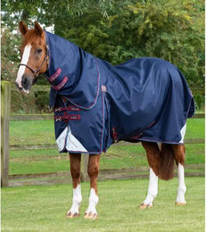 Premier Equine Akoni Stratus Outdoor-Decke für Pferde mit Halsteil in Blau 0g – Bild 1 von 4