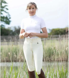 Produktbild von Premier Equine Aradina Full Grip Turnierreithose Damen wasserabweisend aus Polyester in Beige oder Weiß Größe 46