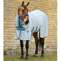 Produktbild von Premier Equine Bug Buster Fliegendecke für Pferde aus blauem Mesh-Gewebe