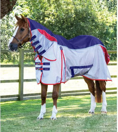 Premier Equine Buster Stay-Dry Super Lite Fliegendecke für Pferde aus Nylon in Blau – Bild 1 von 7