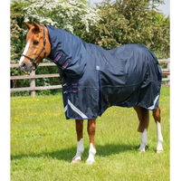 Produktbild von Premier Equine Buster Storm Classic wasserdichte Outdoor-Decke für Pferde mit Halsteil in Blau - 90 g
