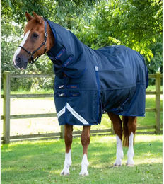 Premier Equine Buster Storm Classic wasserdichte Outdoor-Decke für Pferde mit Halsteil in Blau – Bild 1 von 4