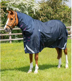 Premier Equine Buster Storm Classic Wasserdichte Outdoor-Pferdedecke mit Halsteil in Blau – Bild 1 von 5
