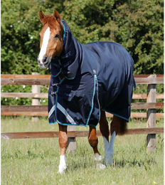 Produktbild von Premier Equine Buster Storm Wasserdichte Outdoor-Pferdedecke mit Halsteil in Blau