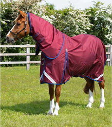 Produktbild von Premier Equine Buster Wasserdichte Outdoor-Decke mit Halsteil aus Nylon in Rot