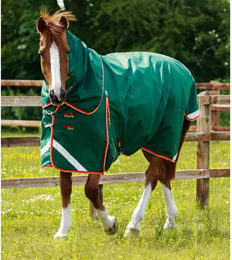 Premier Equine Buster Wasserdichte Outdoor-Pferdedecke mit Halsteil aus Nylon in Grün – Bild 1 von 5
